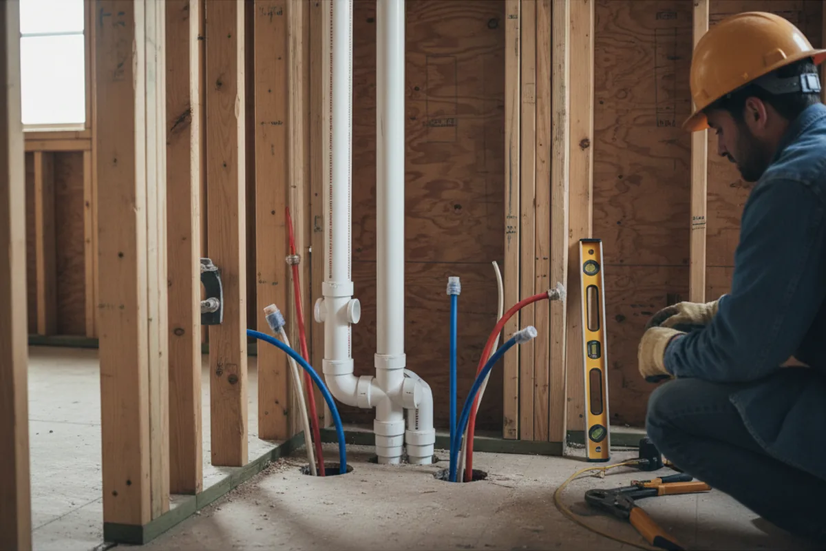 Drain and supply rough-in during Leak Detection in Creston